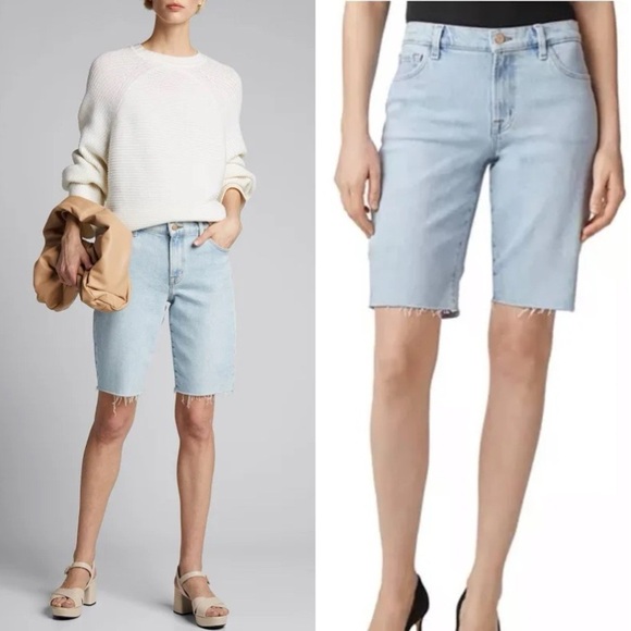 NWT J Brand Relaxed Bermuda Jean Shorts Size 27 Gigi Wash Light Blue Denim - Picture 1 of 15